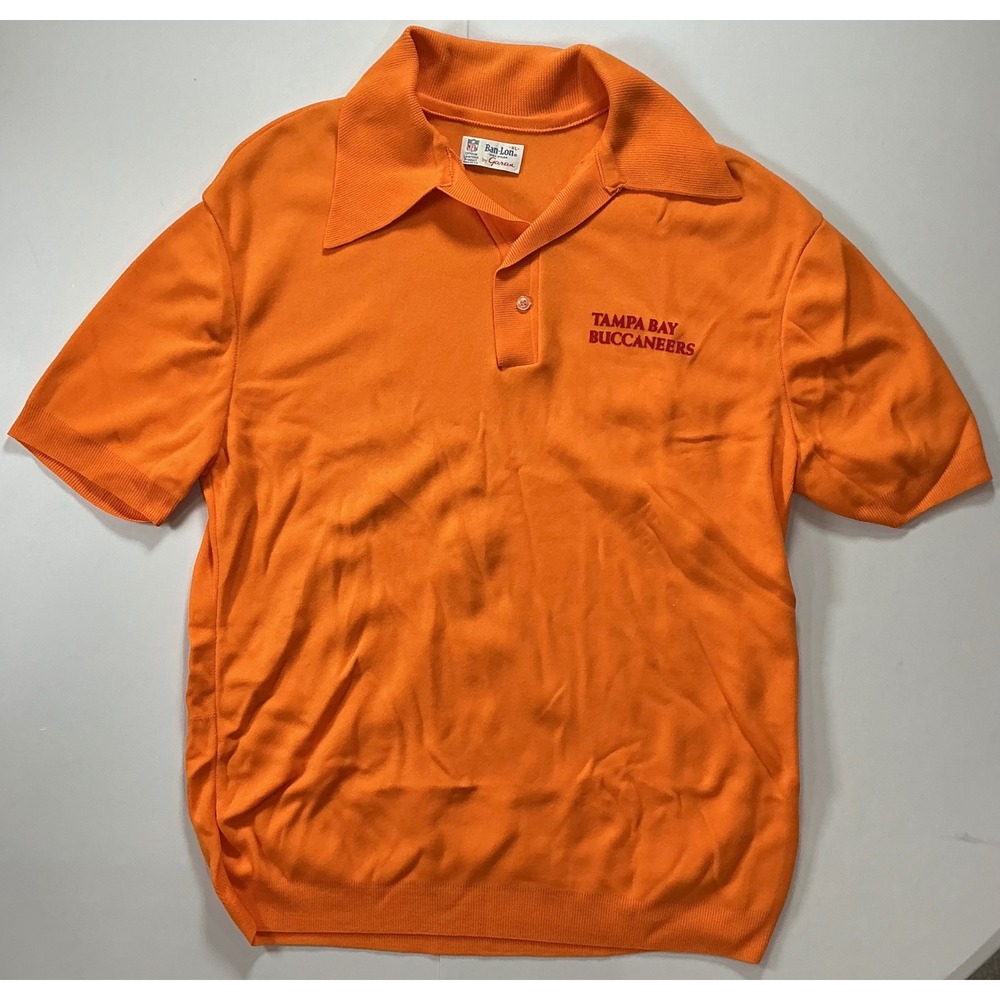 VTG 70s Ban Lon Tampa Bay Buccaneers Polo Shirt Creamsickle Orange Knit Mens XL